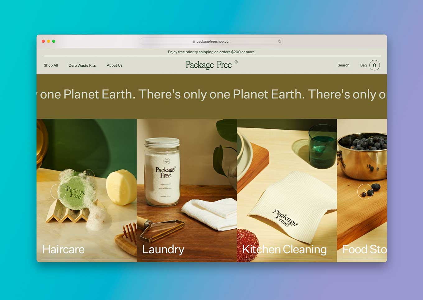 Pakket Gratis Shop Website: "Er is maar één Planeet Aarde"