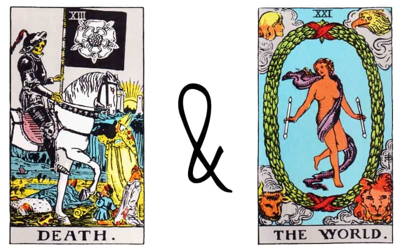 death card tarot en de wereld combinatie