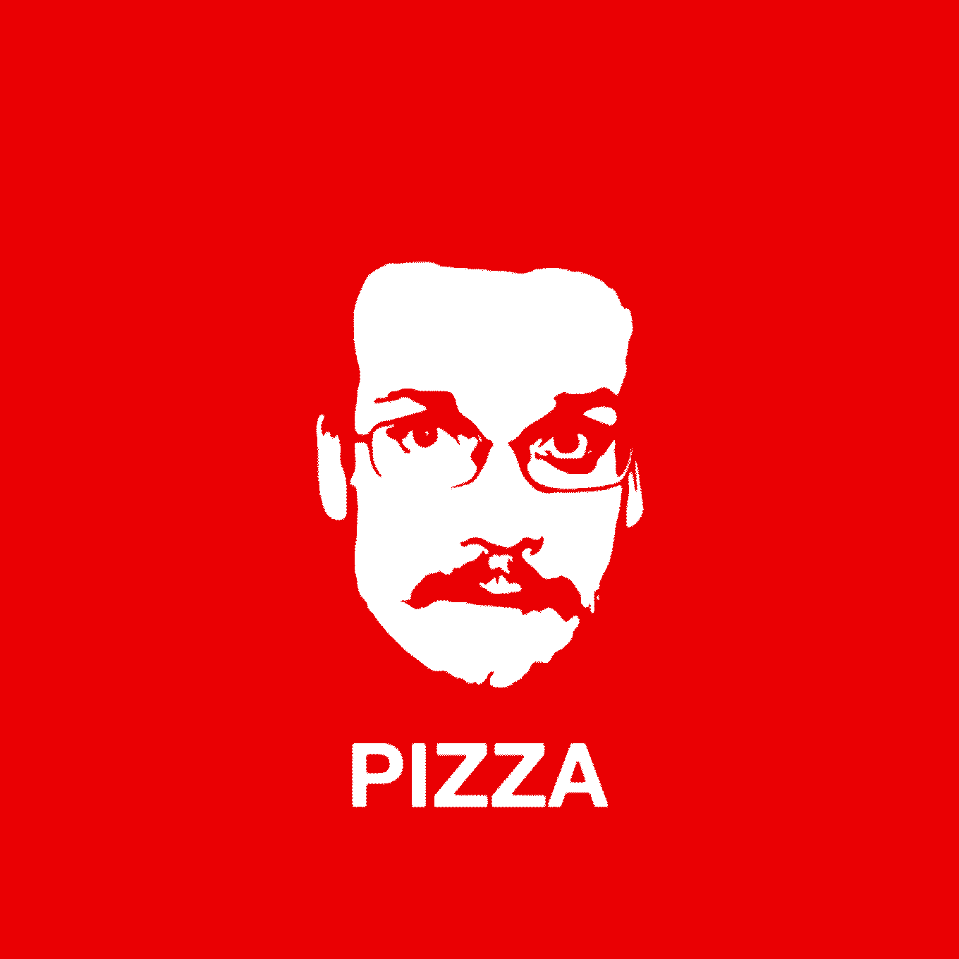 Het originele rode Pizza John kunstwerk